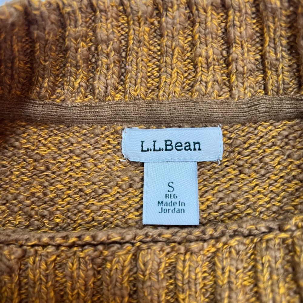 L.L.Bean Women's Sweater Small Brown Mustard Knit Crewneck Cozy Fall Pullover - Picture 3 of 8